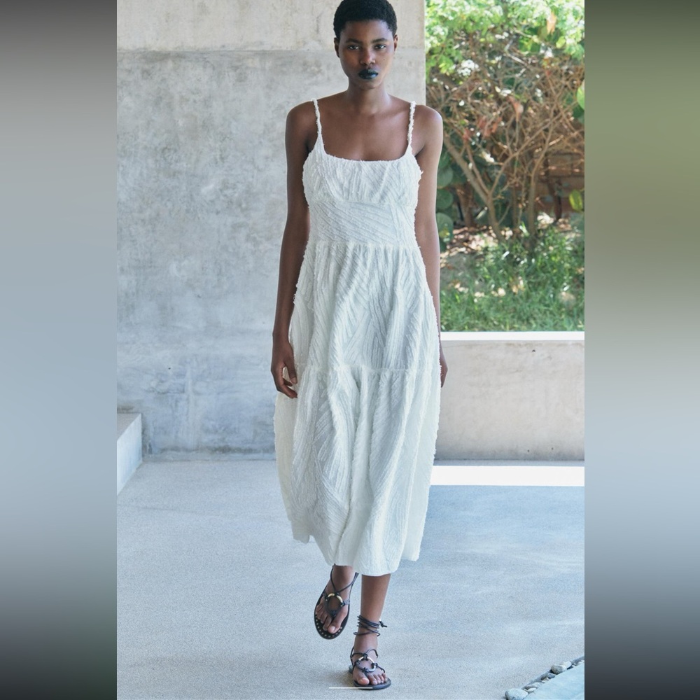 Zara Frayed White Dress